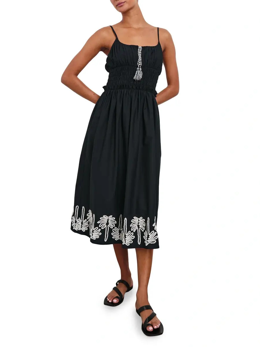 RAILS Women's Baja Rickrack Palms Cotton Midi-Dress | Thumbnail 2