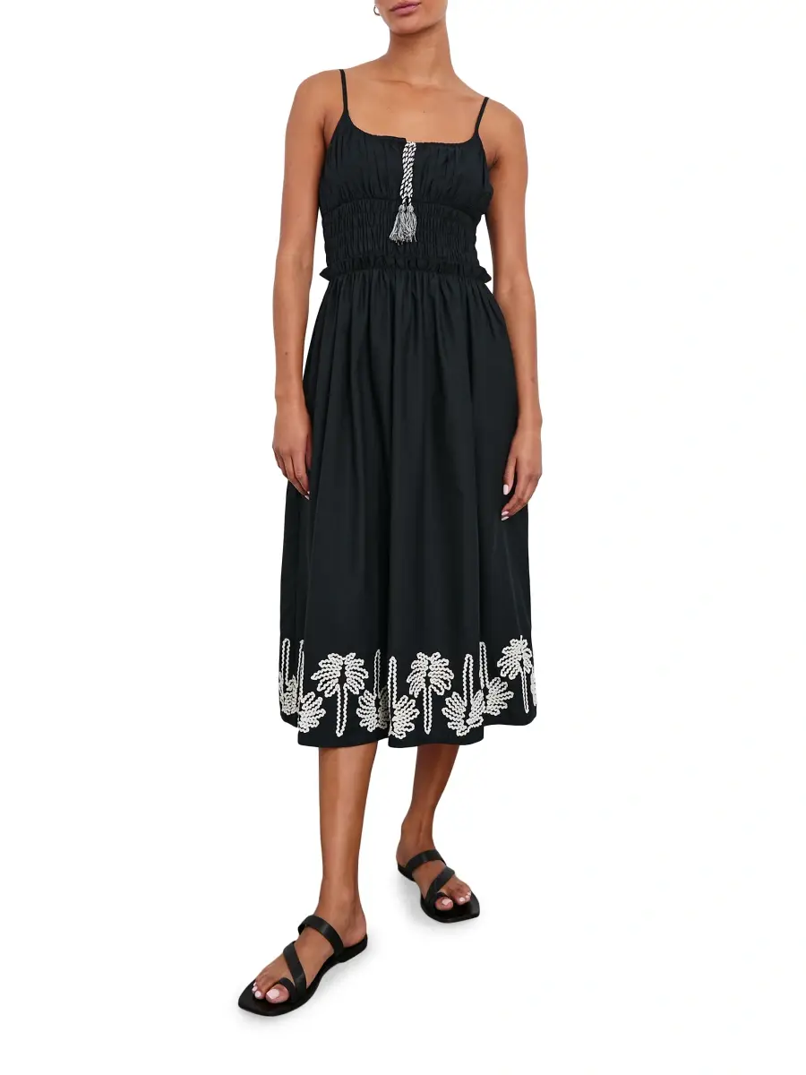 RAILS Women's Baja Rickrack Palms Cotton Midi-Dress | Thumbnail 3