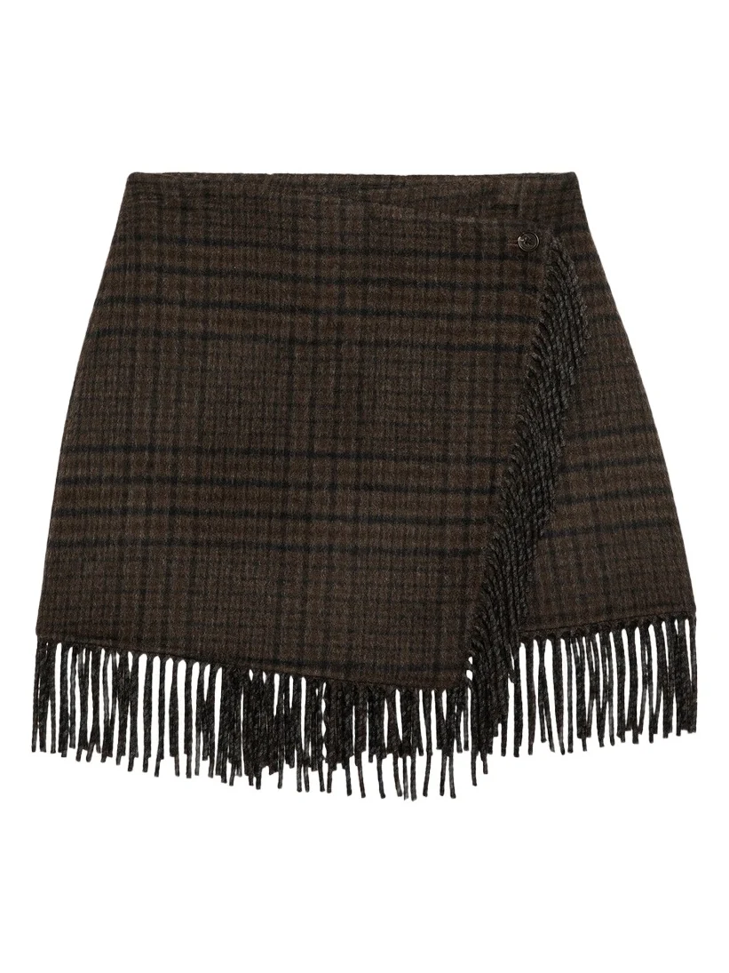 RAILS Women's Vista Plaid Wool-Blend Fringe Mini Skirt