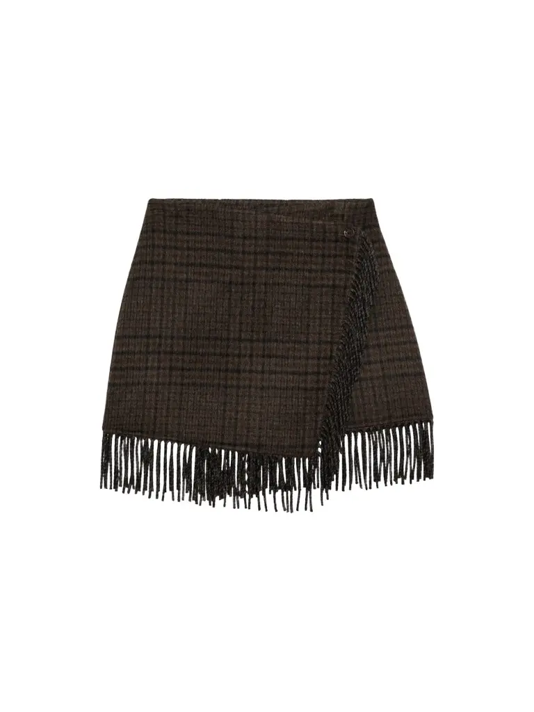 Women's Vista Plaid Wool-Blend Fringe Mini Skirt Women's Vista Plaid Wool-Blend Fringe Mini Skirt