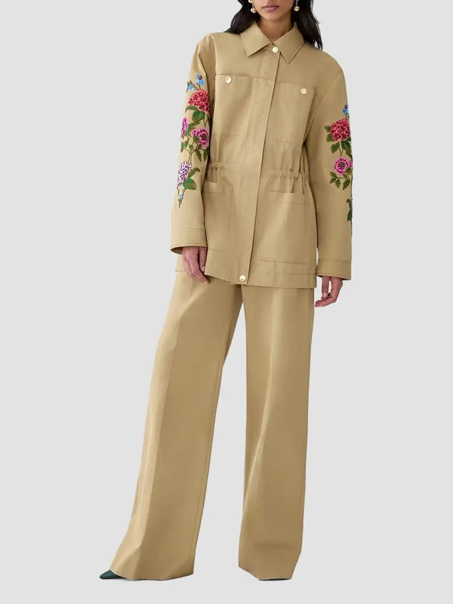 Carolina Herrera Women's Floral Embroidered Cotton Jacket | Thumbnail 2 Carolina Herrera Women's Floral Embroidered Cotton Jacket | Thumbnail 2