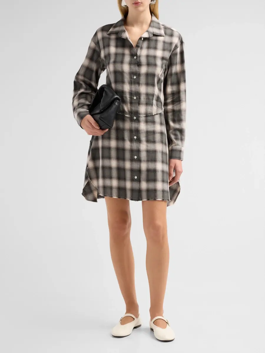RE/DONE Women's Agnes Plaid Cotton Mini Dress | Thumbnail 2