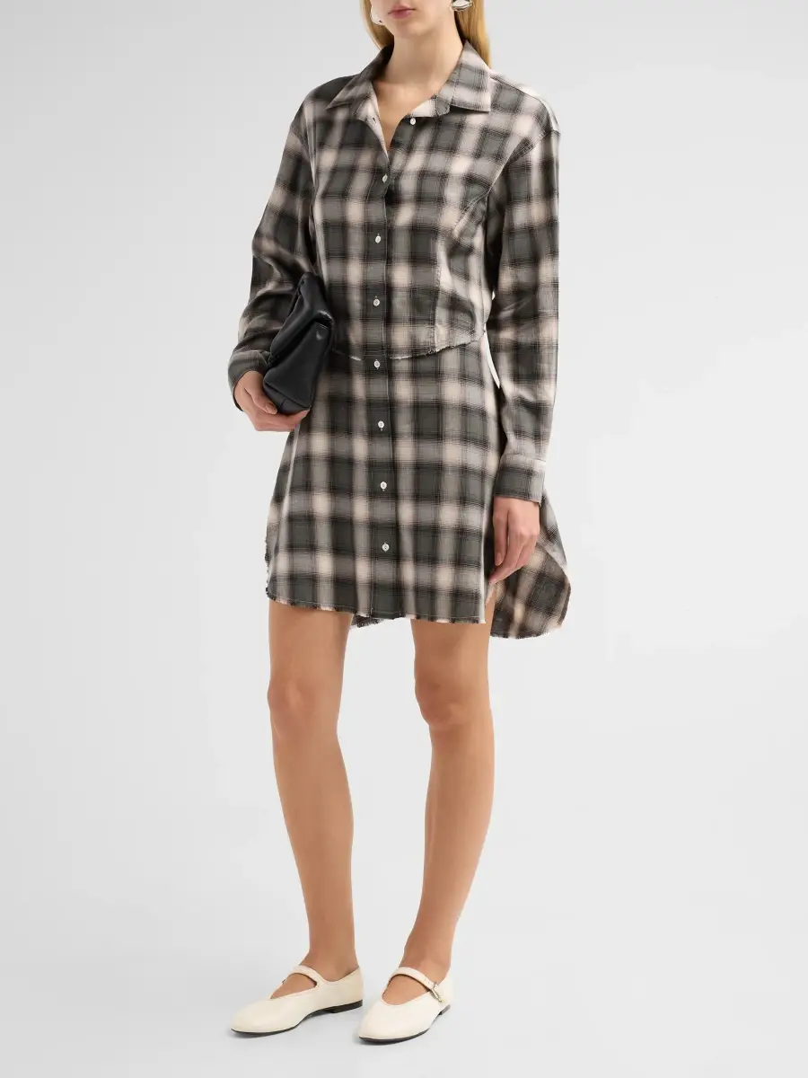 RE/DONE Women's Agnes Plaid Cotton Mini Dress | Thumbnail 4