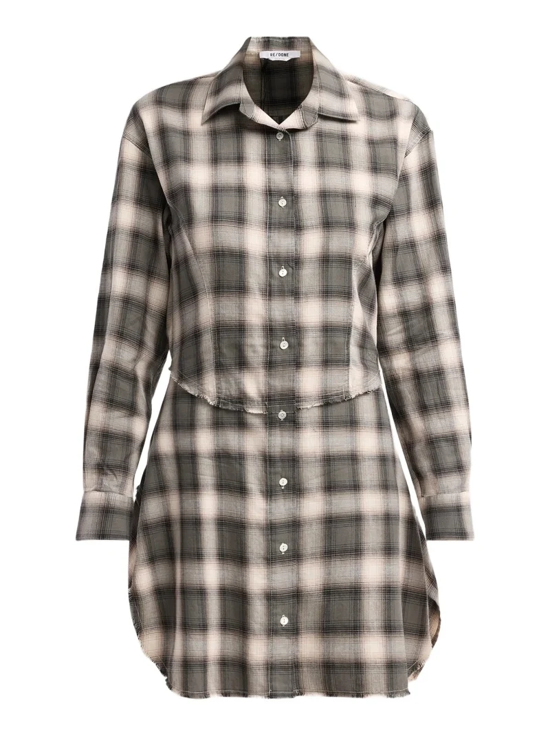 RE/DONE Women's Agnes Plaid Cotton Mini Dress