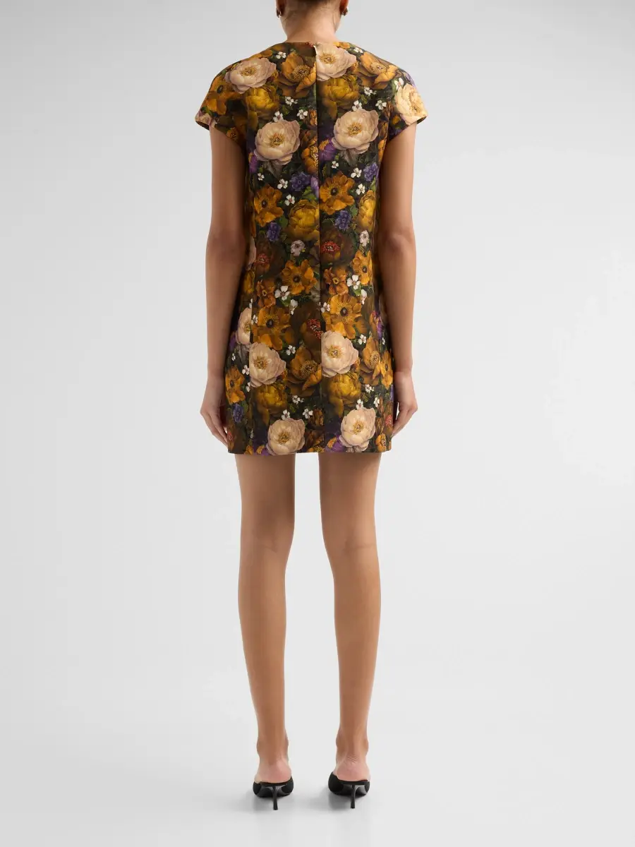Adam Lippes Women's Agata Floral Wool & Silk Mini Dress | Thumbnail 3 Adam Lippes Women's Agata Floral Wool & Silk Mini Dress | Thumbnail 3