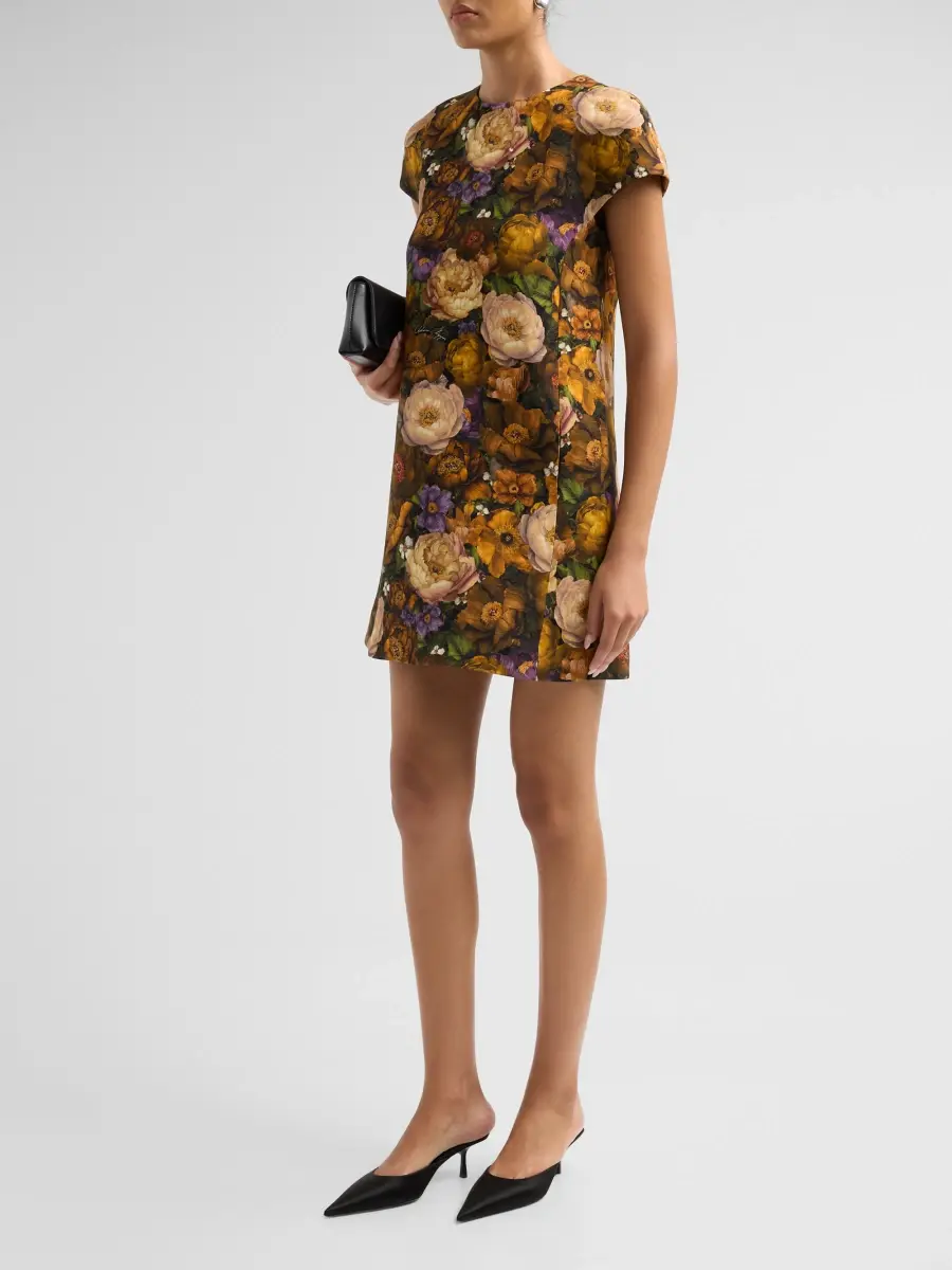Adam Lippes Women's Agata Floral Wool & Silk Mini Dress | Thumbnail 4 Adam Lippes Women's Agata Floral Wool & Silk Mini Dress | Thumbnail 4