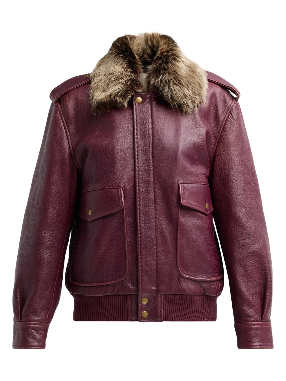 LoveShackFancy Women's Eveline Faux-Fur Collar Leather Jacket
