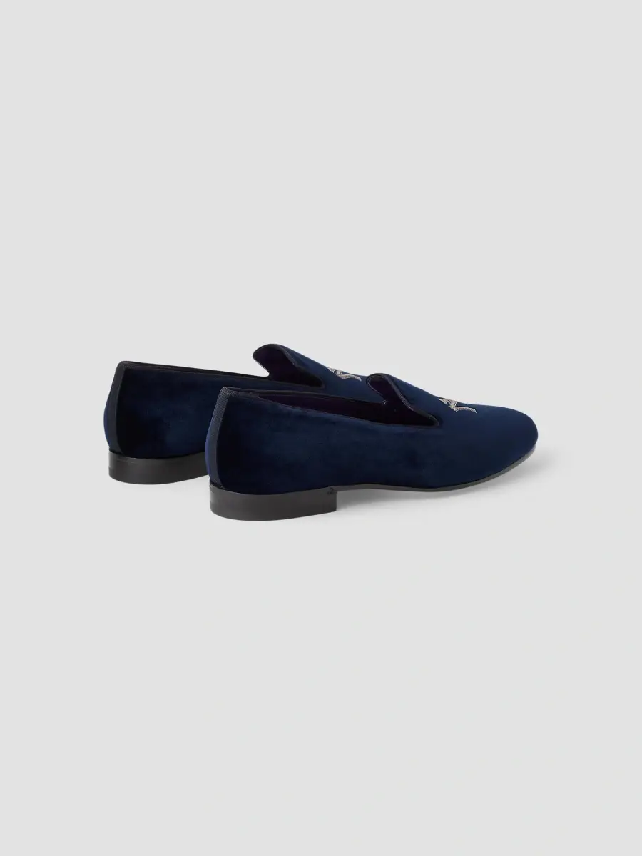 Ralph Lauren Purple Label Men's Yankees Velvet Slippers | Thumbnail 3 Ralph Lauren Purple Label Men's Yankees Velvet Slippers | Thumbnail 3