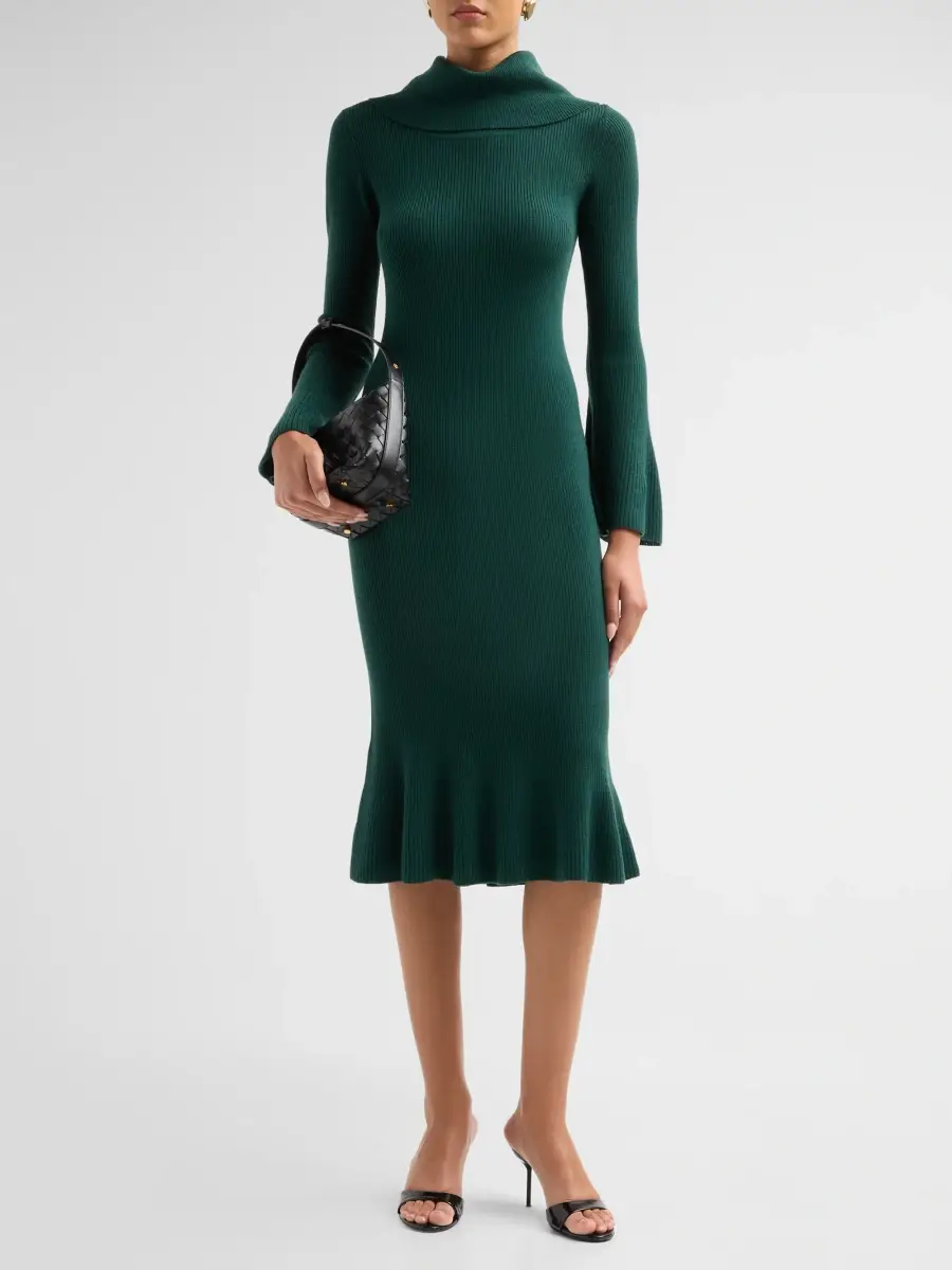 Elie Tahari Women's Lucia Rib-Knit Merino Wool Sweater Dress | Thumbnail 2 Elie Tahari Women's Lucia Rib-Knit Merino Wool Sweater Dress | Thumbnail 2