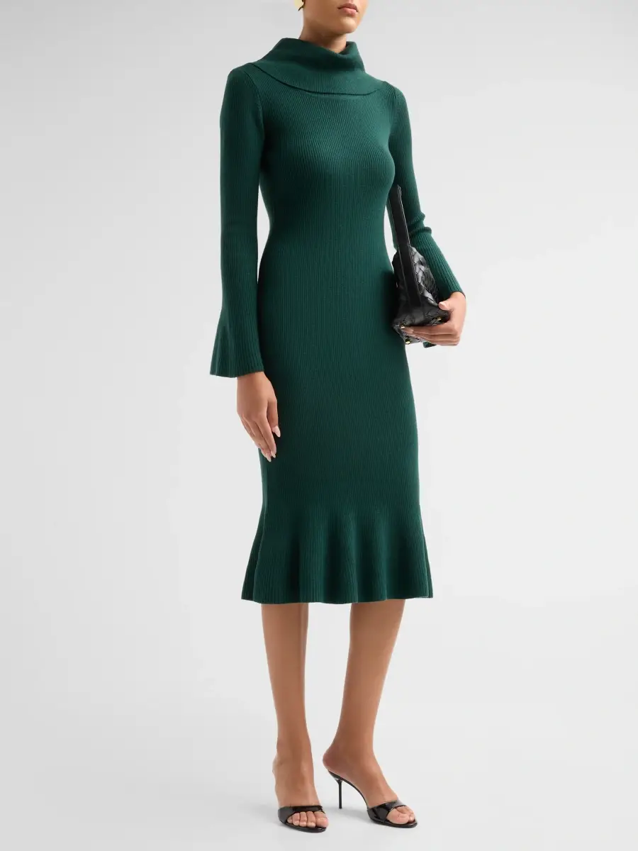 Elie Tahari Women's Lucia Rib-Knit Merino Wool Sweater Dress | Thumbnail 4 Elie Tahari Women's Lucia Rib-Knit Merino Wool Sweater Dress | Thumbnail 4