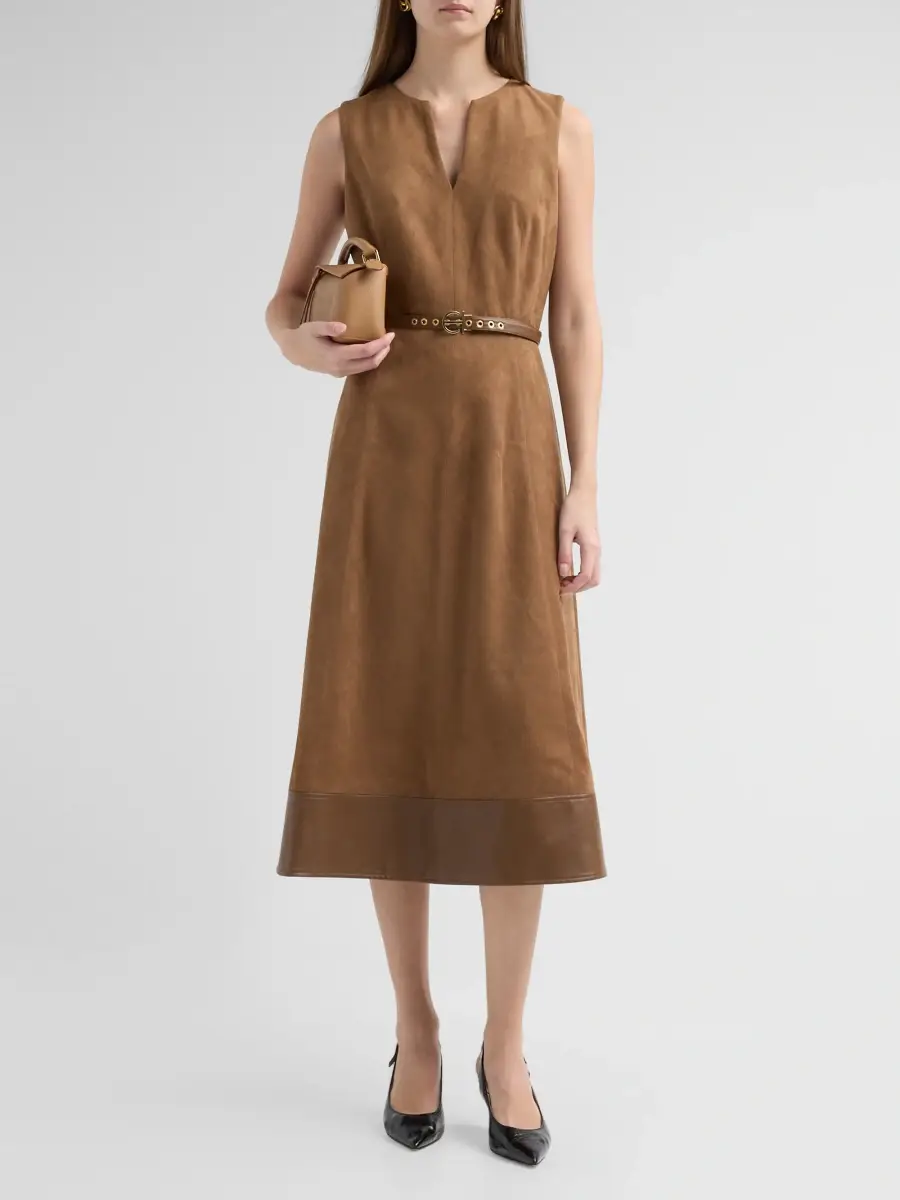 Elie Tahari Women's Paisley Faux-Suede Sleeveless Dress | Thumbnail 2 Elie Tahari Women's Paisley Faux-Suede Sleeveless Dress | Thumbnail 2