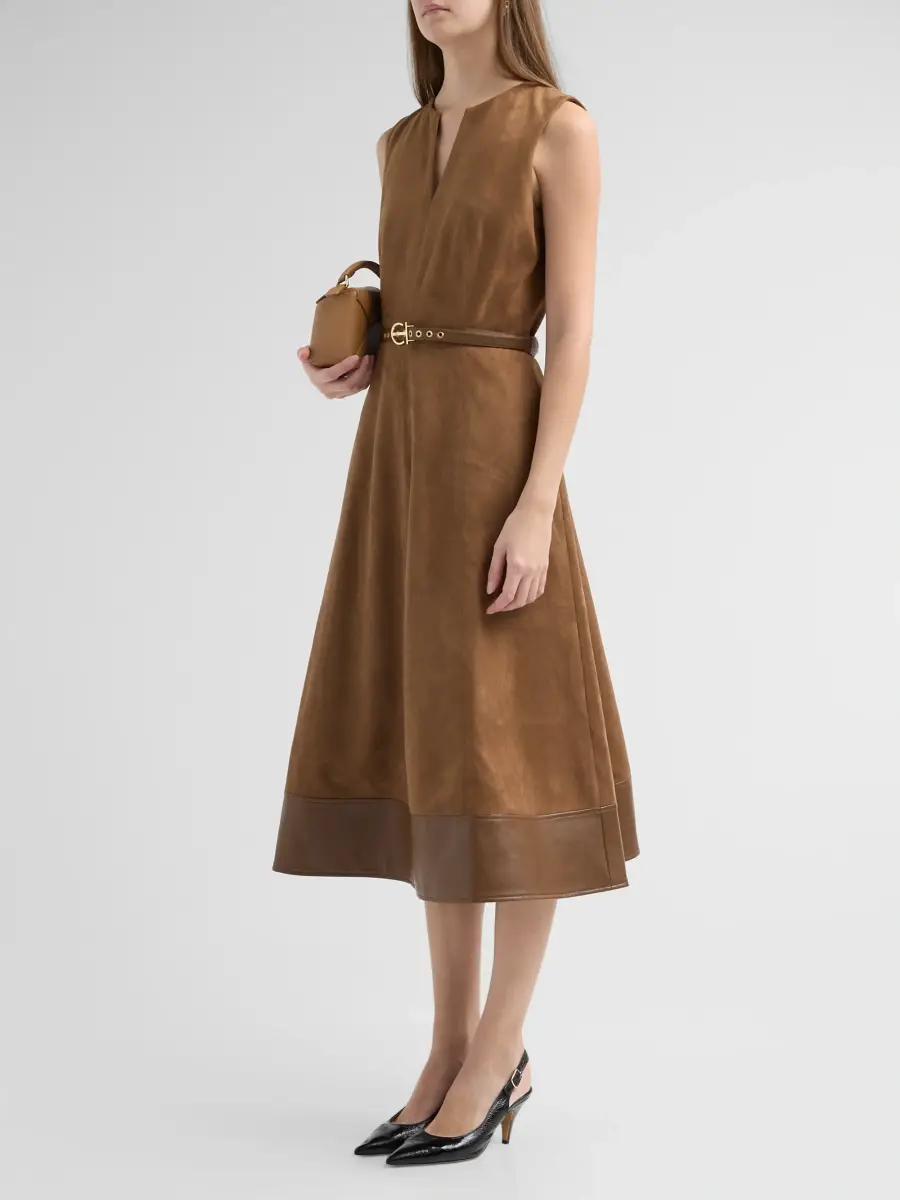 Elie Tahari Women's Paisley Faux-Suede Sleeveless Dress | Thumbnail 4 Elie Tahari Women's Paisley Faux-Suede Sleeveless Dress | Thumbnail 4