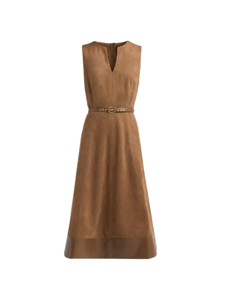 Elie Tahari Women's Paisley Faux-Suede Sleeveless Dress