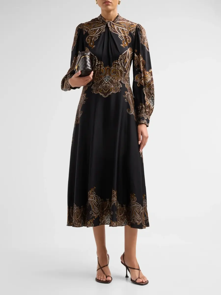 Elie Tahari Women's Raquel Paisley Silk-Blend Midi Dress | Thumbnail 2 Elie Tahari Women's Raquel Paisley Silk-Blend Midi Dress | Thumbnail 2