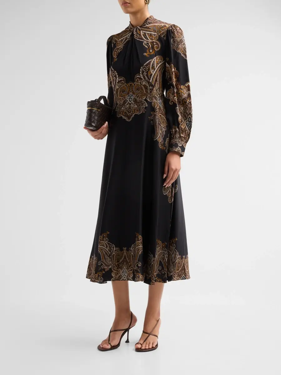 Elie Tahari Women's Raquel Paisley Silk-Blend Midi Dress | Thumbnail 4 Elie Tahari Women's Raquel Paisley Silk-Blend Midi Dress | Thumbnail 4