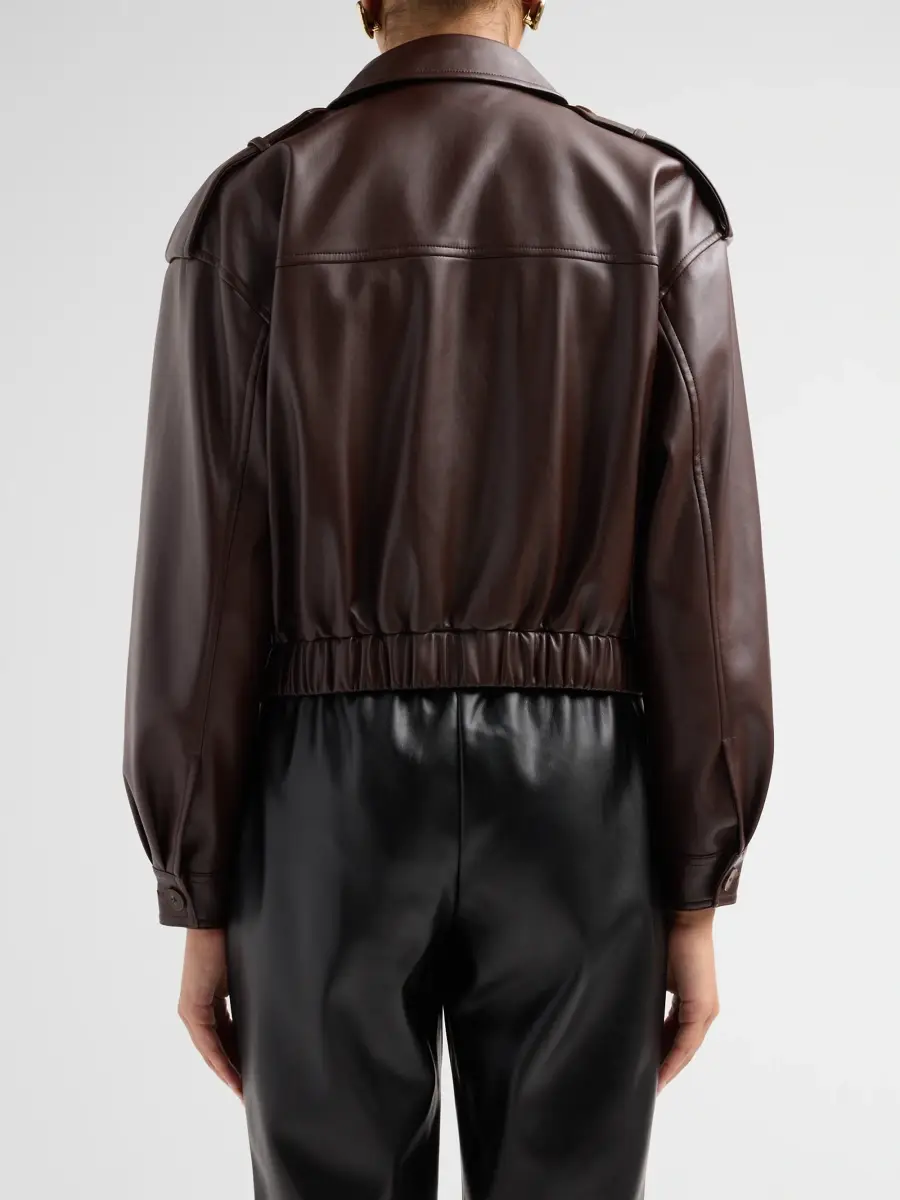 Elie Tahari Women's Ruby Faux-Leather Crop Bomber Jacket | Thumbnail 3 Elie Tahari Women's Ruby Faux-Leather Crop Bomber Jacket | Thumbnail 3