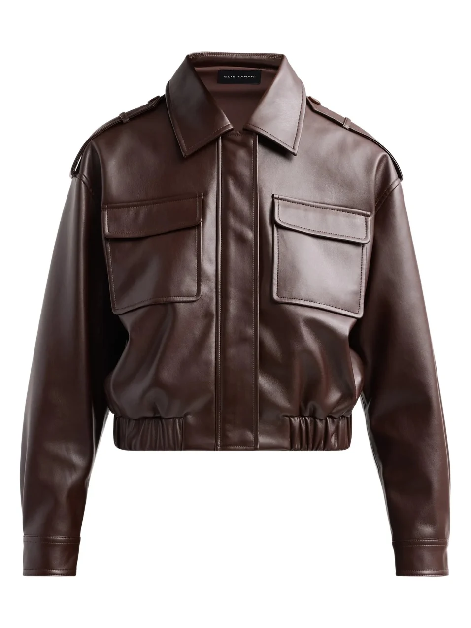 Elie Tahari Women's Ruby Faux-Leather Crop Bomber Jacket
