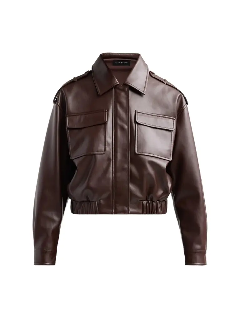 Elie Tahari Women's Ruby Faux-Leather Crop Bomber Jacket