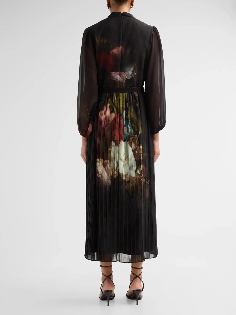 Elie Tahari Women's The Adira Printed Pleated Midi Dress | Thumbnail 3 Elie Tahari Women's The Adira Printed Pleated Midi Dress | Thumbnail 3