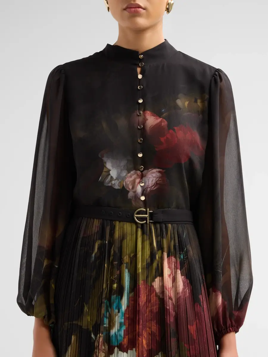 Elie Tahari Women's The Adira Printed Pleated Midi Dress | Thumbnail 5 Elie Tahari Women's The Adira Printed Pleated Midi Dress | Thumbnail 5