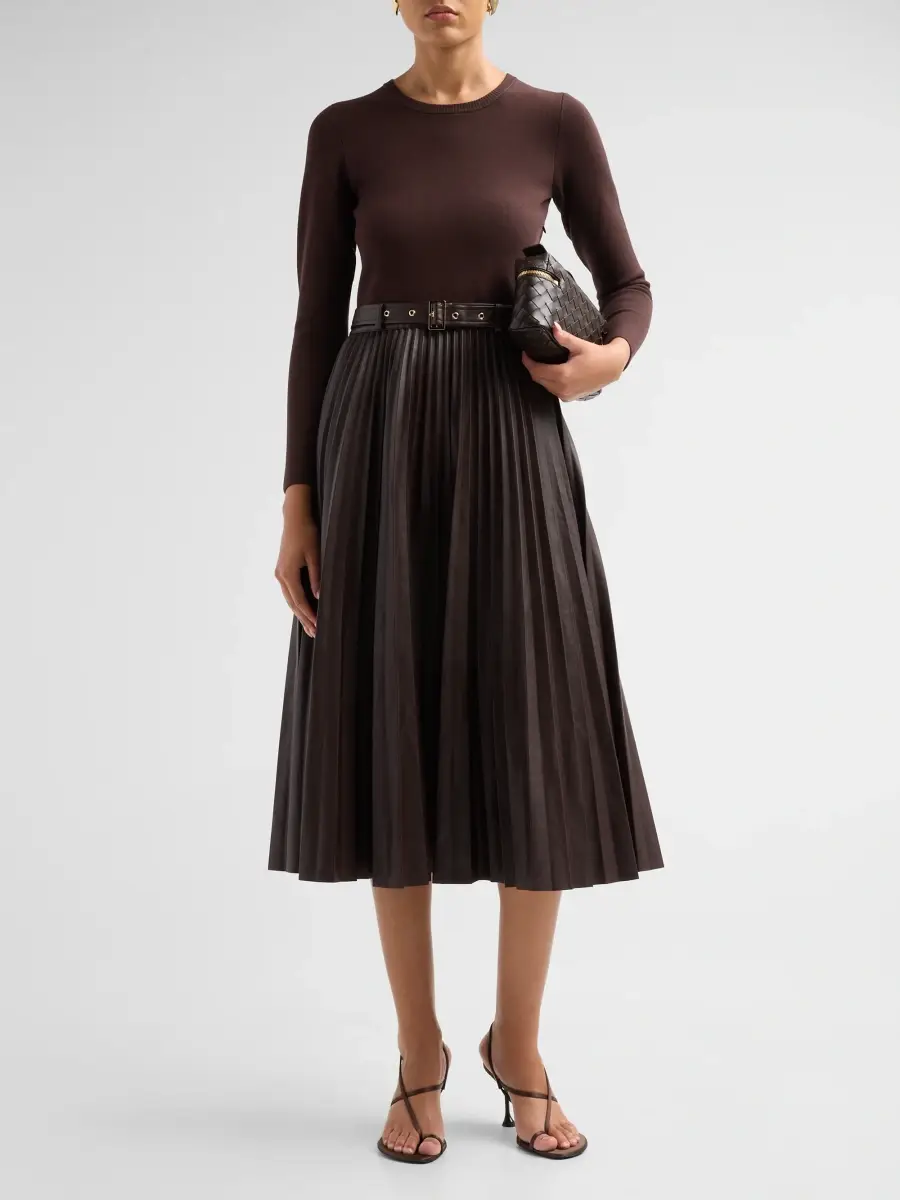 Elie Tahari Women's Allison Mixed-Media Long-Sleeve Dress | Thumbnail 2 Elie Tahari Women's Allison Mixed-Media Long-Sleeve Dress | Thumbnail 2