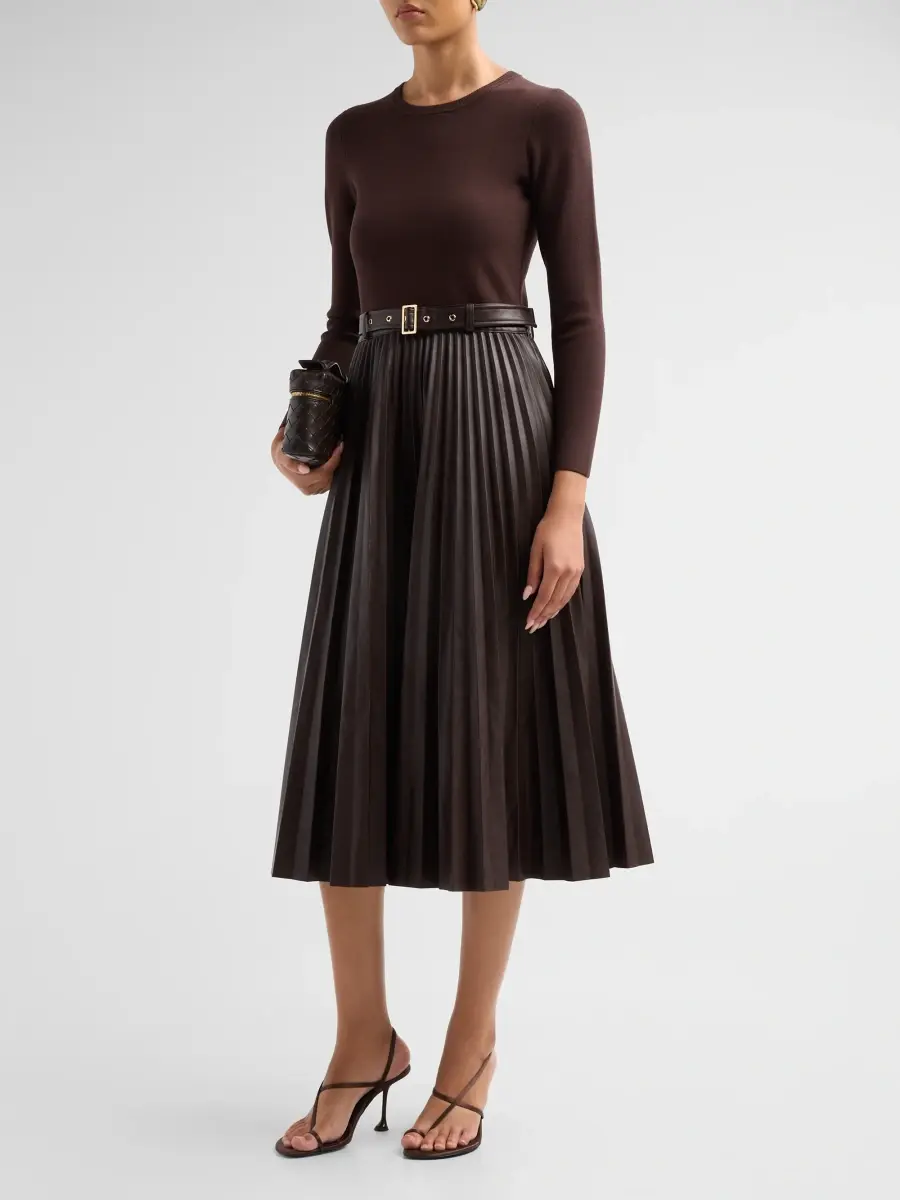 Elie Tahari Women's Allison Mixed-Media Long-Sleeve Dress | Thumbnail 4 Elie Tahari Women's Allison Mixed-Media Long-Sleeve Dress | Thumbnail 4