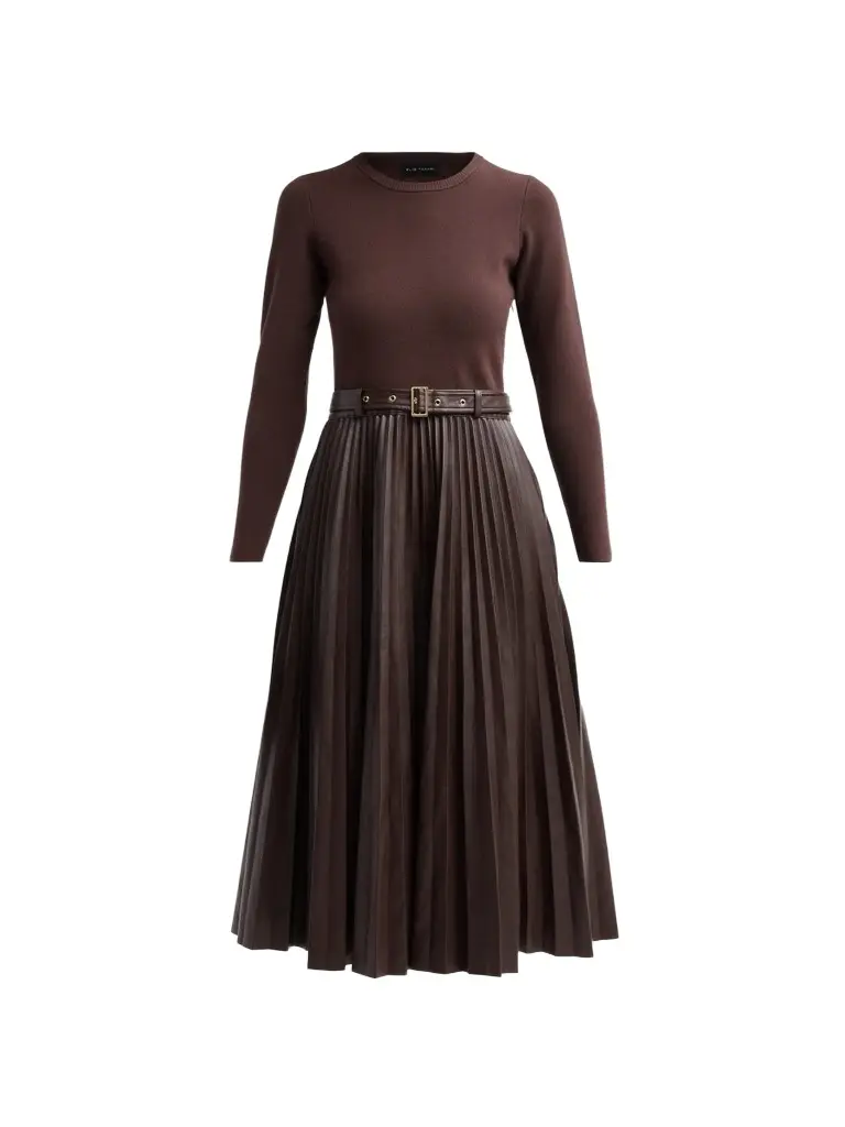 Elie Tahari Women's Allison Mixed-Media Long-Sleeve Dress