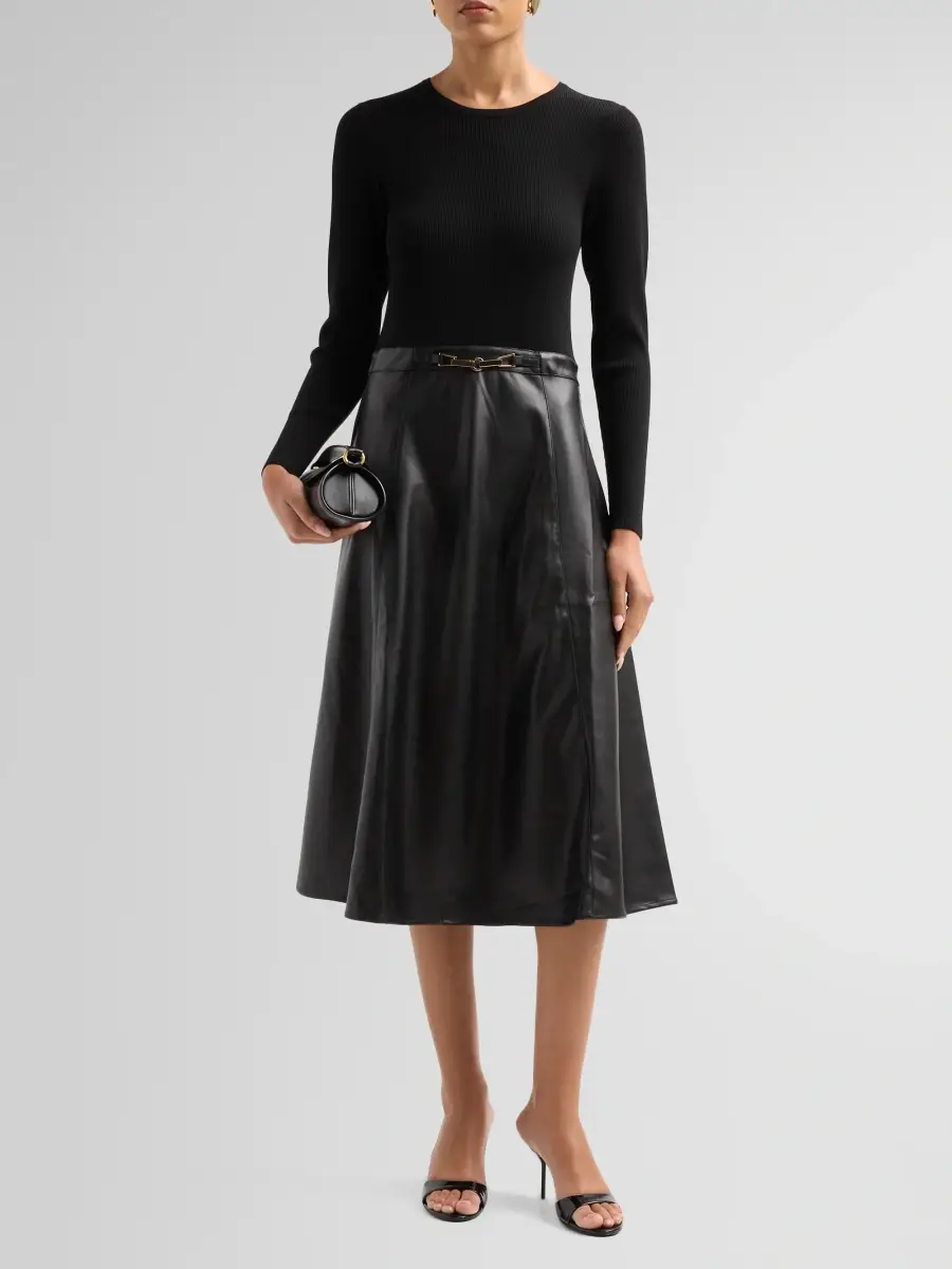 Elie Tahari Women's The Quinn Mix-Media Midi Dress | Thumbnail 2 Elie Tahari Women's The Quinn Mix-Media Midi Dress | Thumbnail 2