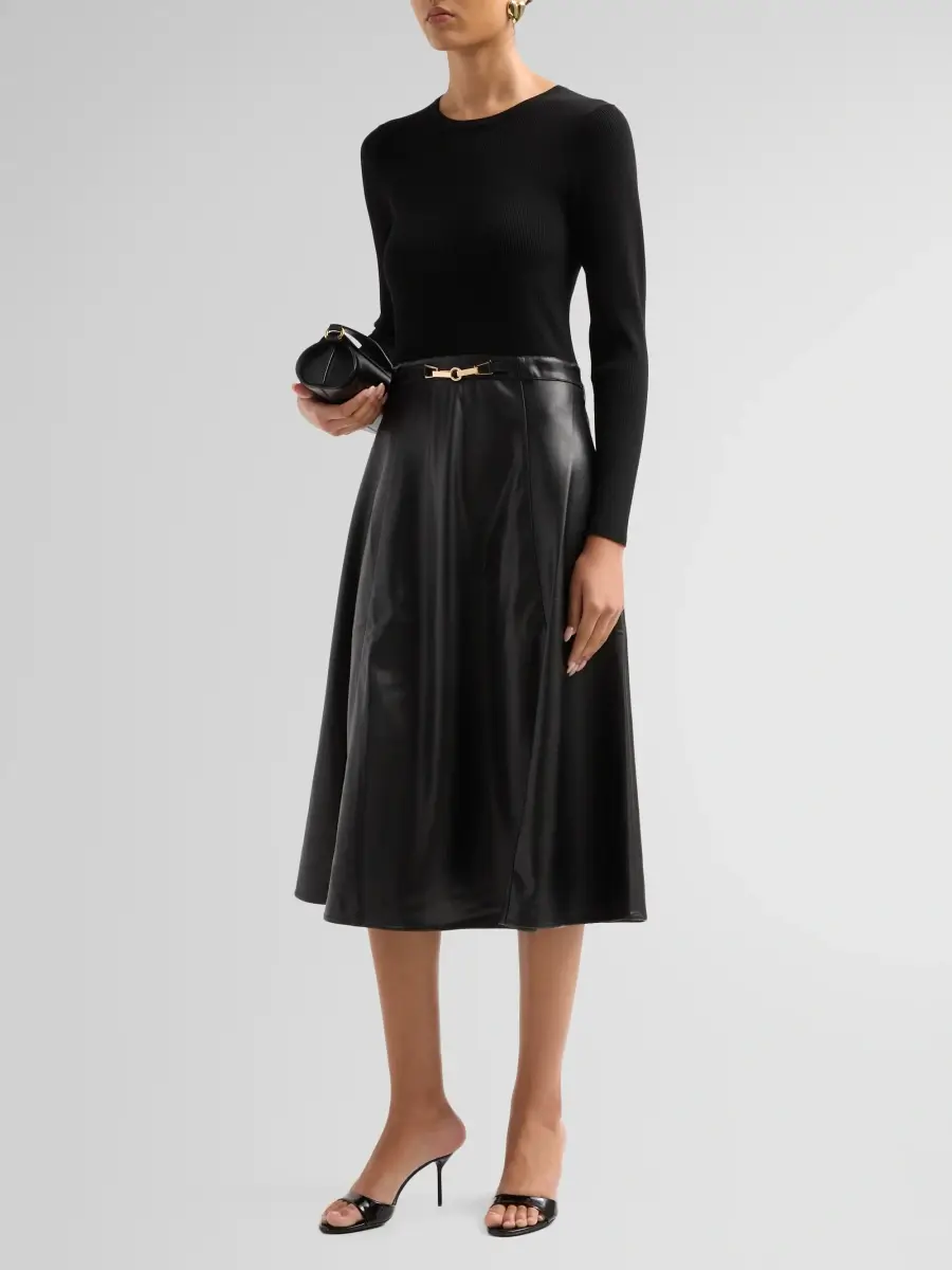 Elie Tahari Women's The Quinn Mix-Media Midi Dress | Thumbnail 4 Elie Tahari Women's The Quinn Mix-Media Midi Dress | Thumbnail 4