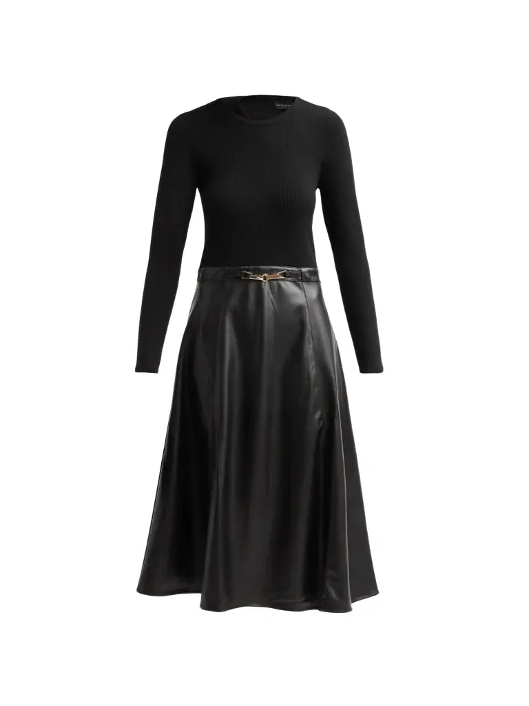 Elie Tahari Women's The Quinn Mix-Media Midi Dress
