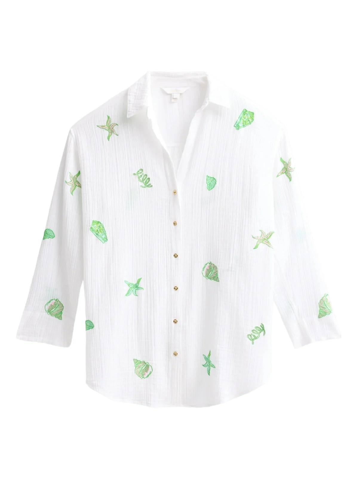 Lilly Pulitzer Women's Kwitney Shore Embroidery Cotton Cover-Up Shirt