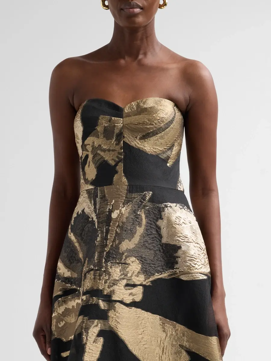 Teri Jon by Rickie Freeman Women's Floral Organza Jacquard Strapless Gown | Thumbnail 5 Teri Jon by Rickie Freeman Women's Floral Organza Jacquard Strapless Gown | Thumbnail 5