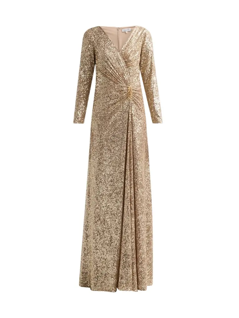 Women's Sequined Twist Long-Sleeve Gown Women's Sequined Twist Long-Sleeve Gown