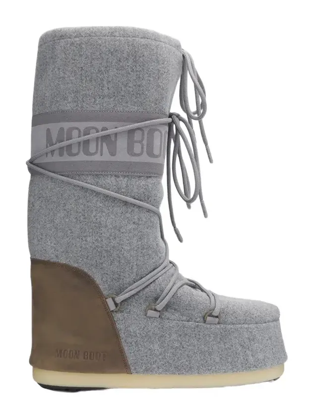 Moon Boot Men's Icon Suede & Felt Boots - Grey Cocoa