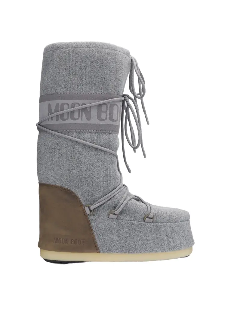 Moon Boot Men's Icon Suede & Felt Boots - Grey Cocoa