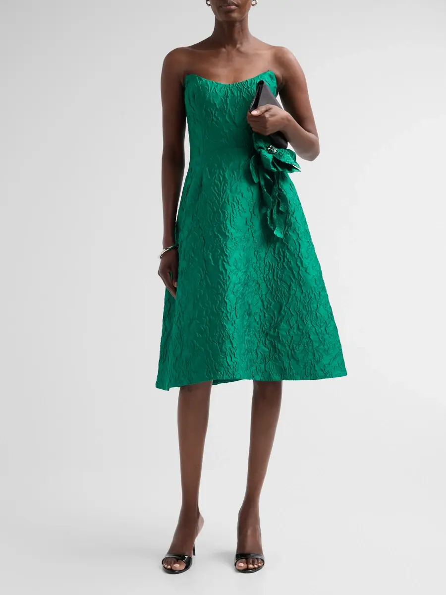 Teri Jon by Rickie Freeman Women's Jacqaurd Strapless Cocktail Dress | Thumbnail 2