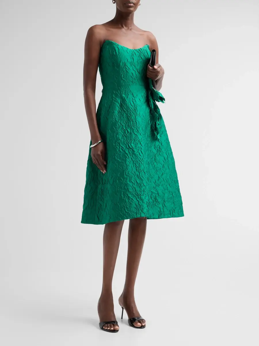 Teri Jon by Rickie Freeman Women's Jacqaurd Strapless Cocktail Dress | Thumbnail 4