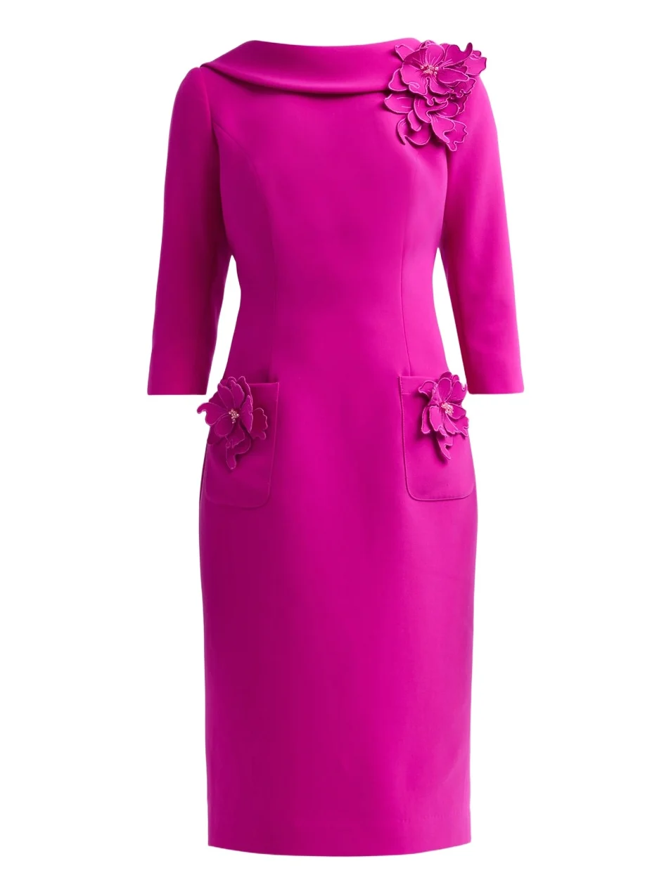 Women's Crépe Flower Appliqué Cocktail Dress