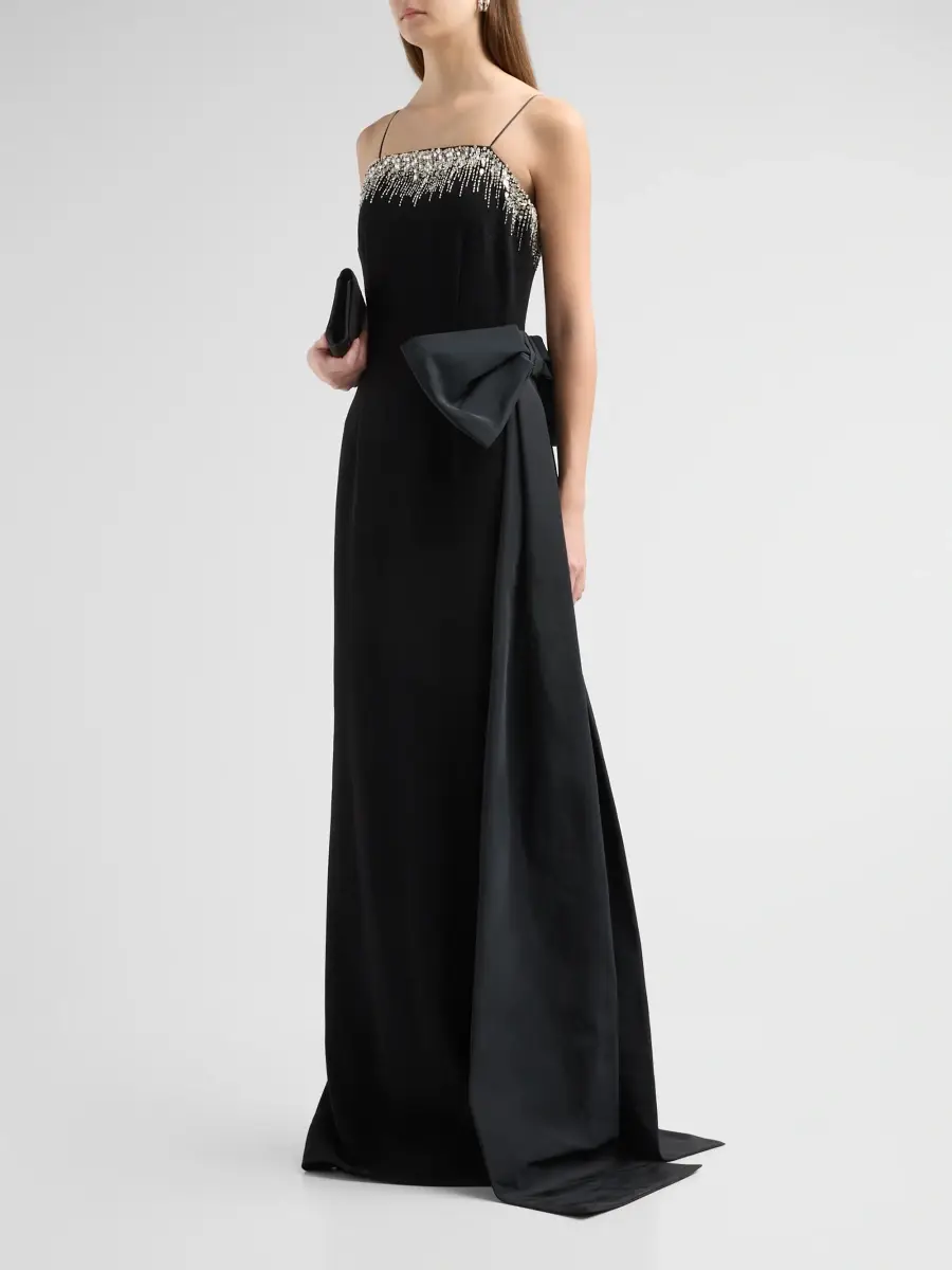 Teri Jon by Rickie Freeman Women's Taffeta Embellished Side Bow Gown | Thumbnail 4 Teri Jon by Rickie Freeman Women's Taffeta Embellished Side Bow Gown | Thumbnail 4