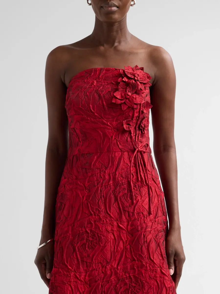 Teri Jon by Rickie Freeman Women's Strapless Floral Jacquard A-Line Gown | Thumbnail 5 Teri Jon by Rickie Freeman Women's Strapless Floral Jacquard A-Line Gown | Thumbnail 5