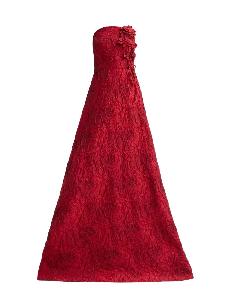 Women's Strapless Floral Jacquard A-Line Gown Women's Strapless Floral Jacquard A-Line Gown
