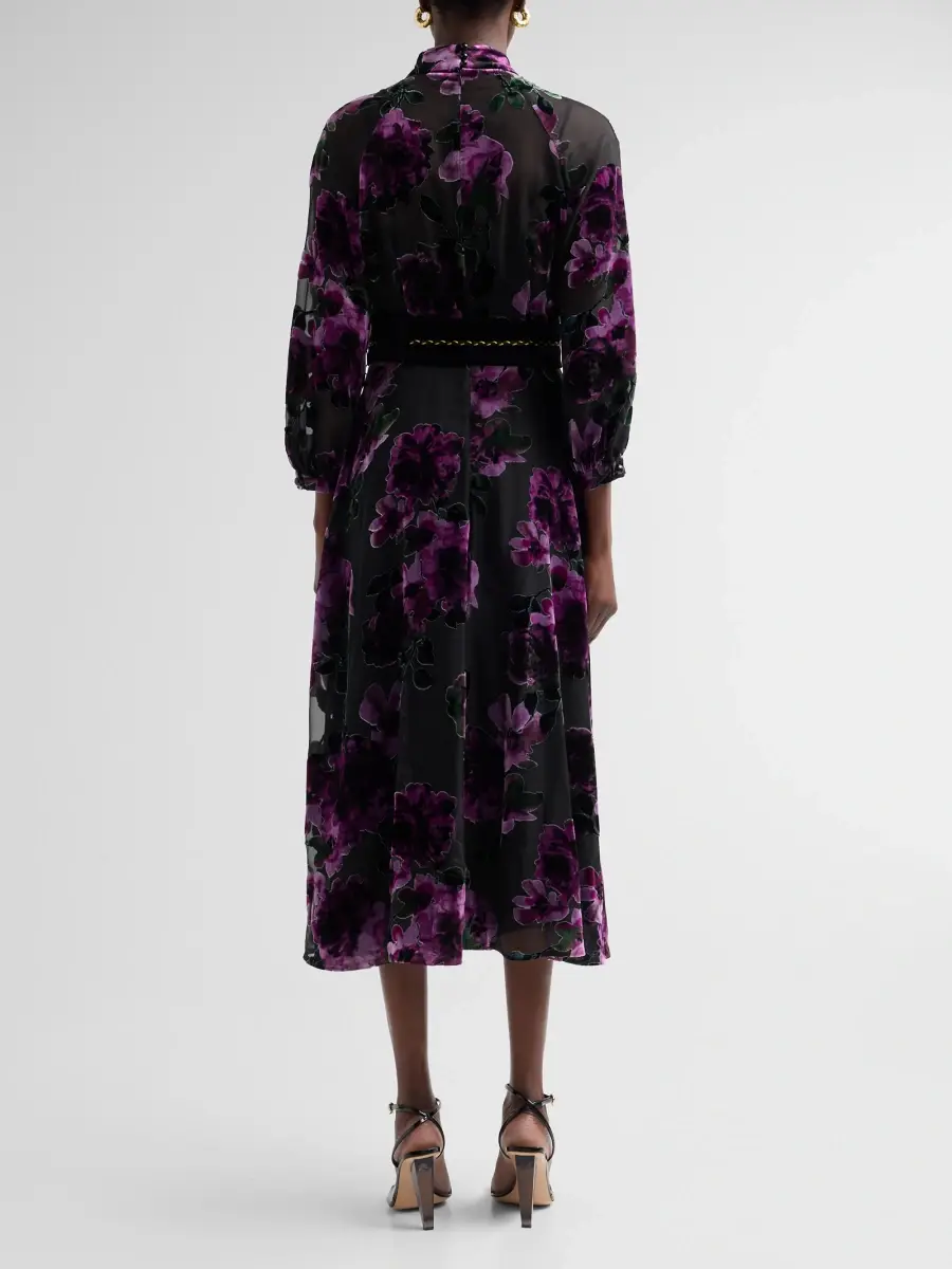 Teri Jon by Rickie Freeman Women's Devoré Velvet Floral Cocktail Dress | Thumbnail 3 Teri Jon by Rickie Freeman Women's Devoré Velvet Floral Cocktail Dress | Thumbnail 3