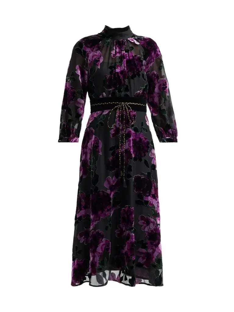 Teri Jon by Rickie Freeman Women's Devoré Velvet Floral Cocktail Dress
