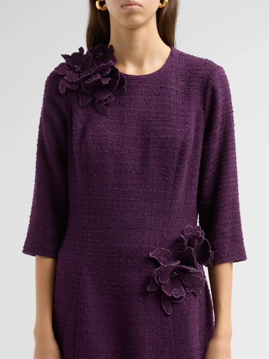 Teri Jon by Rickie Freeman Women's Bouclé 3D Flower Cocktail Dress | Thumbnail 5 Teri Jon by Rickie Freeman Women's Bouclé 3D Flower Cocktail Dress | Thumbnail 5