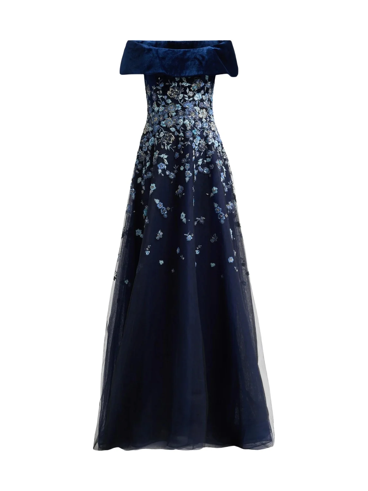 Women's Velvet & Floral-Embroidered Tulle Off-The-ShoulderGown Women's Velvet & Floral-Embroidered Tulle Off-The-ShoulderGown