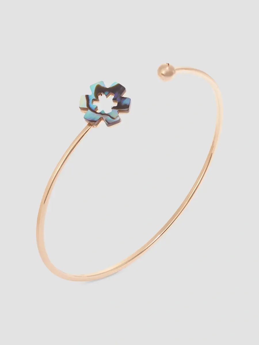 Tory Burch Women's Forget Me Not 18K-Gold-Plated & Abalone Cuff - Tory Gold Abalone | Thumbnail 3 Tory Burch Women's Forget Me Not 18K-Gold-Plated & Abalone Cuff - Tory Gold Abalone | Thumbnail 3