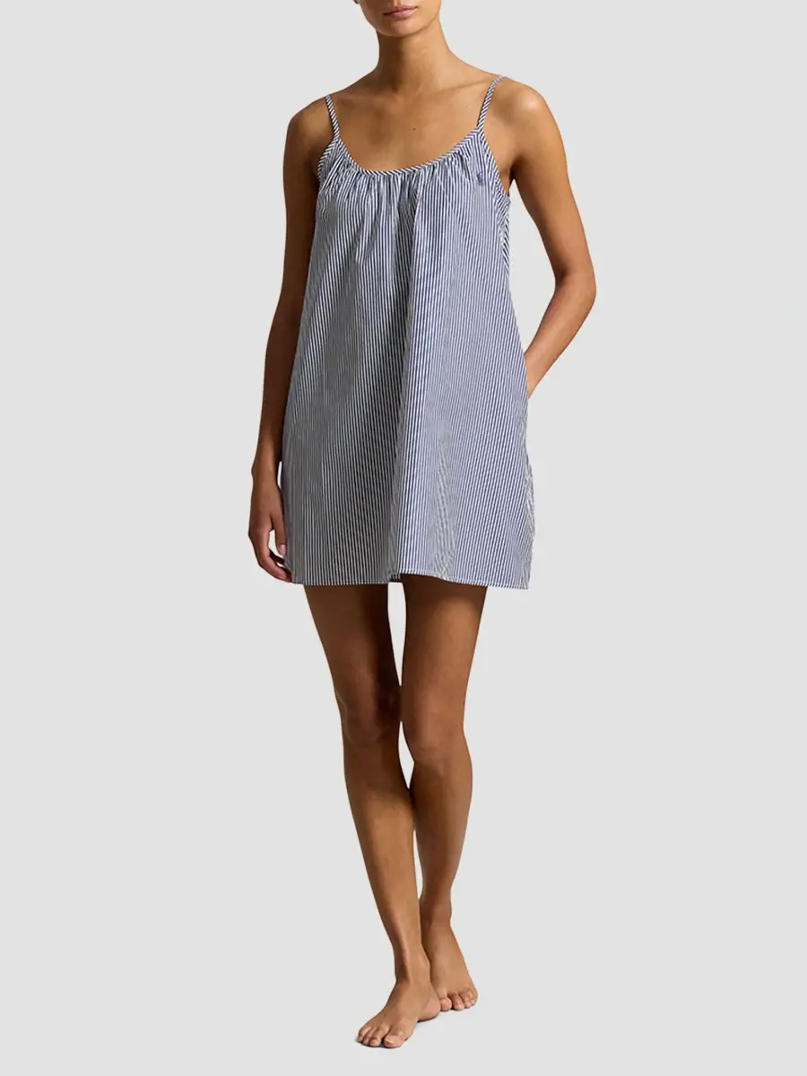 Polo Ralph Lauren Women's Striped Cotton Gathered Mini Slipdress | Thumbnail 2 Polo Ralph Lauren Women's Striped Cotton Gathered Mini Slipdress | Thumbnail 2