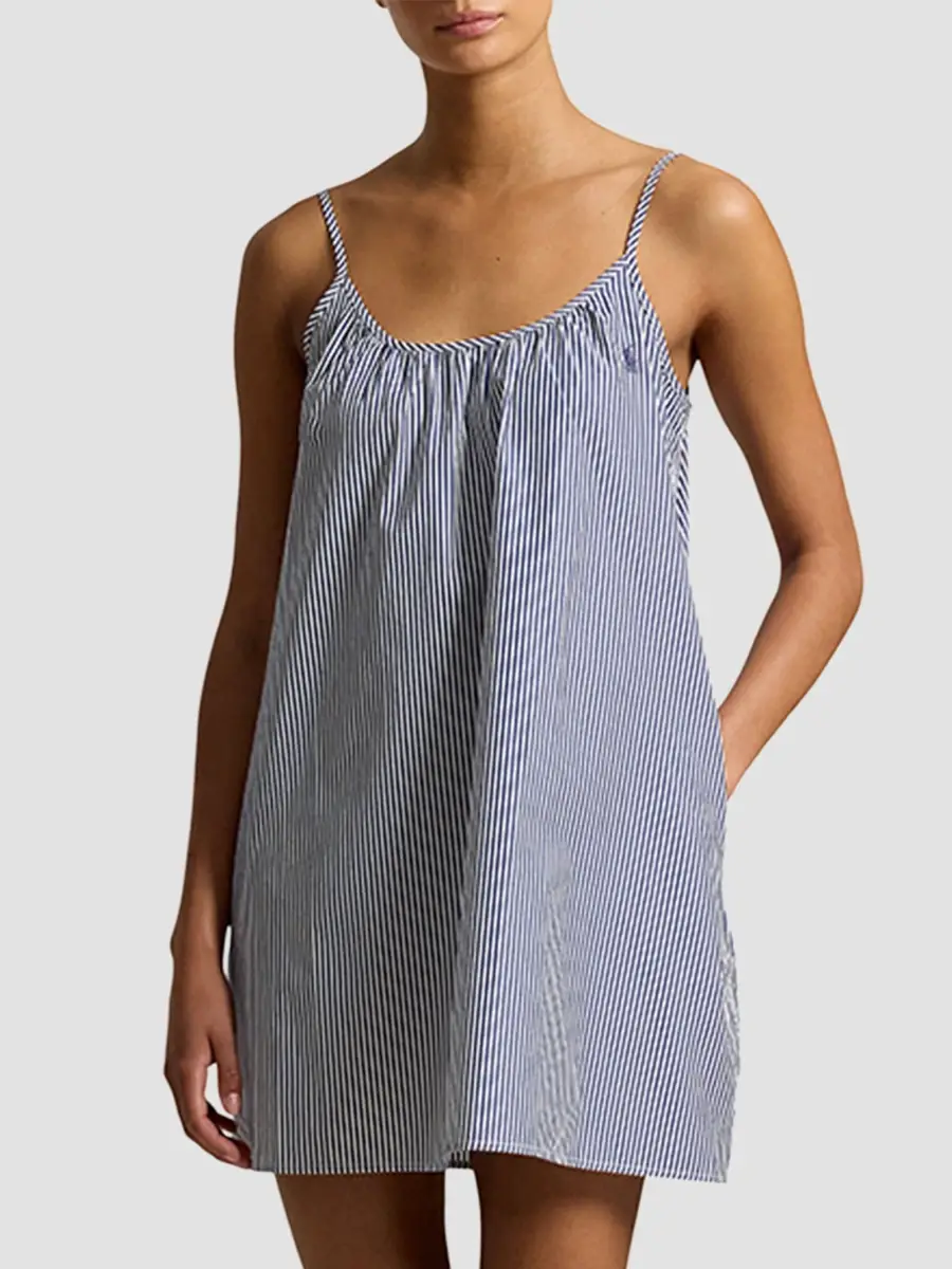 Polo Ralph Lauren Women's Striped Cotton Gathered Mini Slipdress | Thumbnail 3 Polo Ralph Lauren Women's Striped Cotton Gathered Mini Slipdress | Thumbnail 3