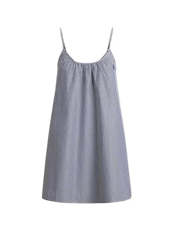 Women's Striped Cotton Gathered Mini Slipdress