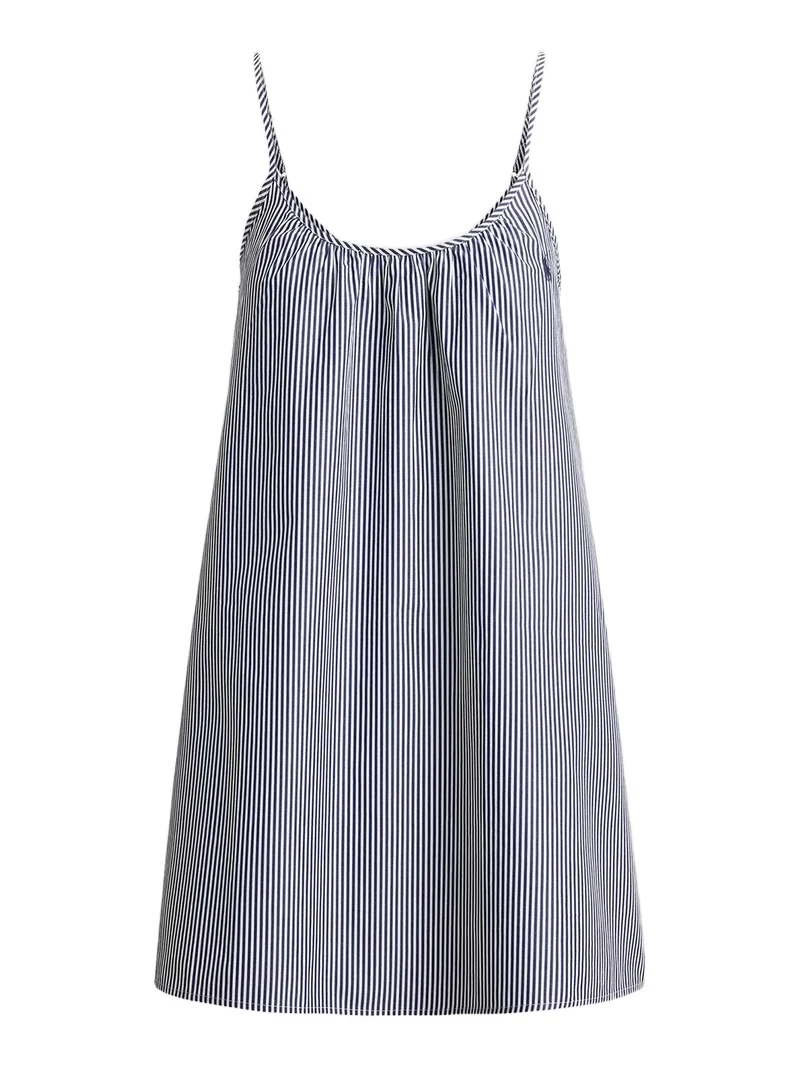 Women's Striped Cotton Gathered Mini Slipdress